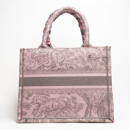 Dior動物園粉色小號Book Tote+送提把粉色絲巾