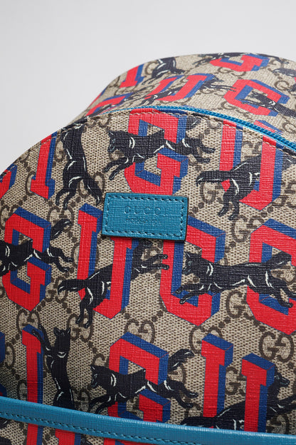 GUCCI GG Supreme 兒童狼紋雙肩包