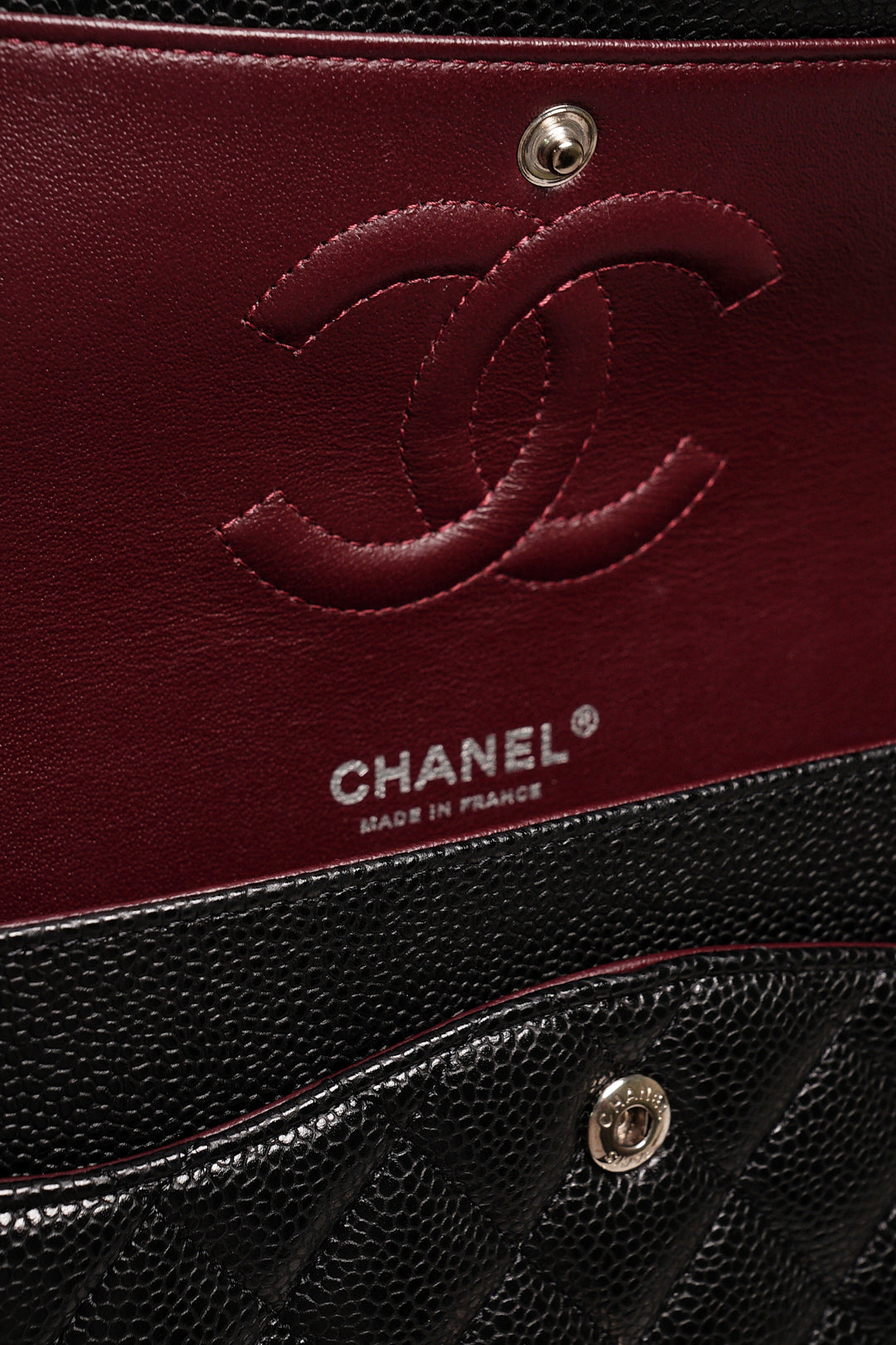 Chanel 香奈兒 荔枝皮黑銀CF25