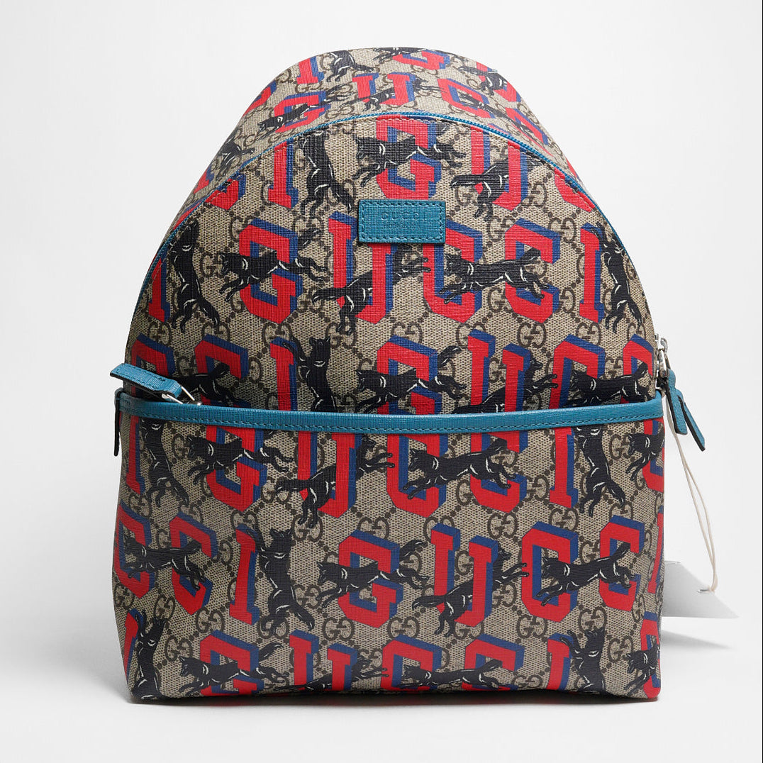 GUCCI GG Supreme 兒童狼紋雙肩包