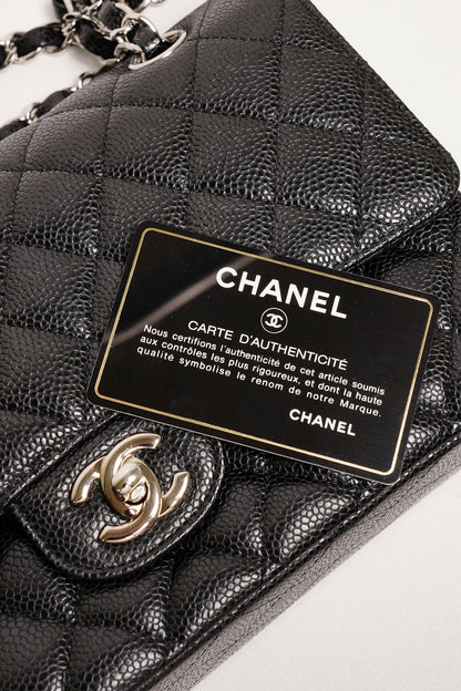 Chanel 香奈兒 荔枝皮黑銀CF25
