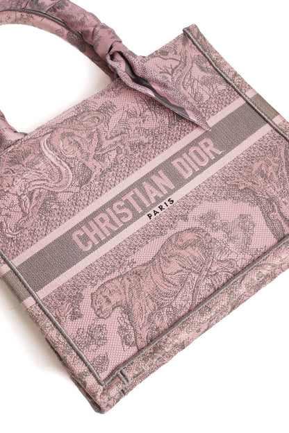 Dior動物園粉色小號Book Tote+送提把粉色絲巾