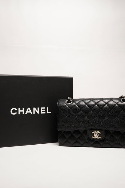 Chanel 香奈兒 荔枝皮黑銀CF25