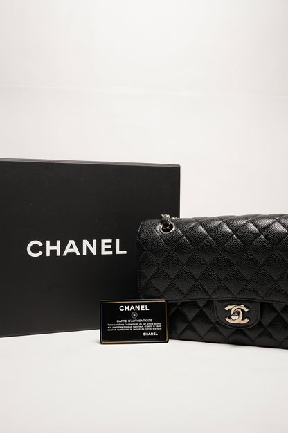 Chanel 香奈兒 荔枝皮黑銀CF25