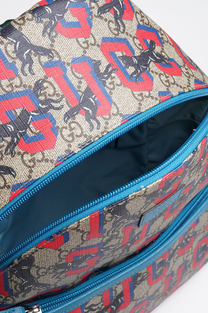 GUCCI GG Supreme 兒童狼紋雙肩包