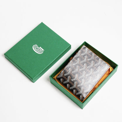 Goyard 男款八卡短夾 (黑棕色）