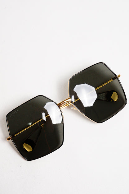 GUCCI金屬鏡框超大太陽鏡