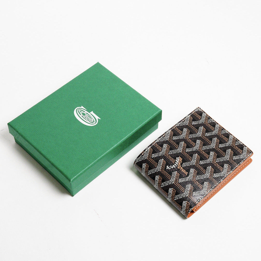 Goyard 男款八卡短夾 (黑棕色）