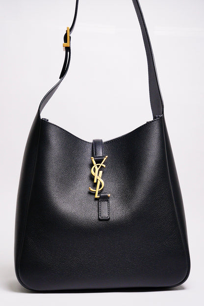 SAINT LAURENT HOBO小號黑色牛皮金扣肩背包 （包況佳）