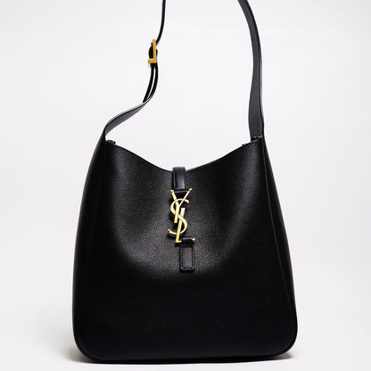 SAINT LAURENT HOBO小號黑色牛皮金扣肩背包 （包況佳）