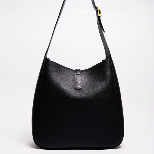 SAINT LAURENT HOBO小號黑色牛皮金扣肩背包 （包況佳）