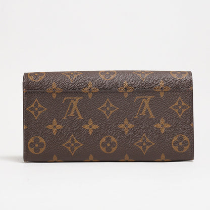 LOUIS VUITTON 老花長夾 Monogram帆布內裡拚色信封式長夾(紅色)