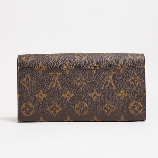 LOUIS VUITTON 老花長夾 Monogram帆布內裡拚色信封式長夾(紅色)