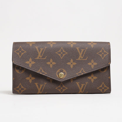 LOUIS VUITTON 老花長夾 Monogram帆布內裡拚色信封式長夾(紅色)