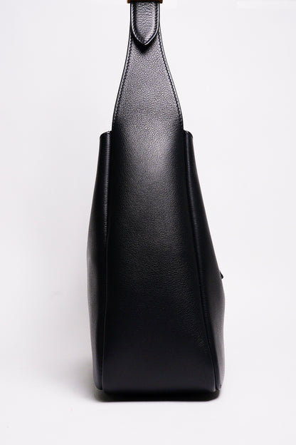 SAINT LAURENT HOBO小號黑色牛皮金扣肩背包 （包況佳）