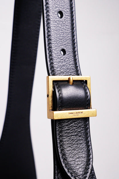 SAINT LAURENT HOBO小號黑色牛皮金扣肩背包 （包況佳）