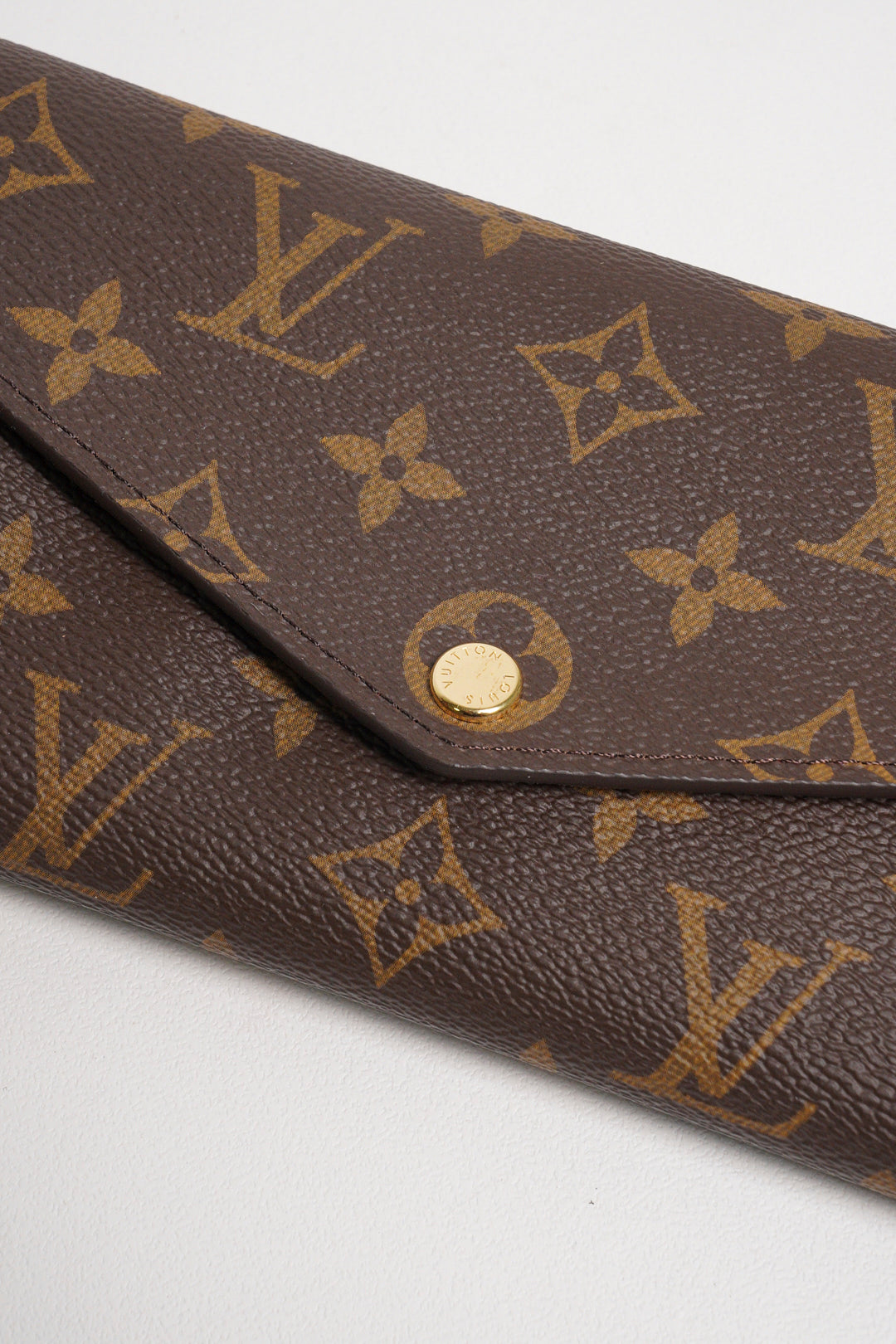 LOUIS VUITTON 老花長夾 Monogram帆布內裡拚色信封式長夾(紅色)