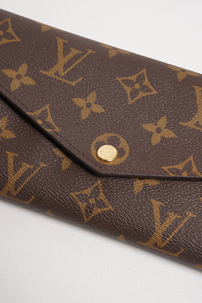 LOUIS VUITTON 老花長夾 Monogram帆布內裡拚色信封式長夾(紅色)