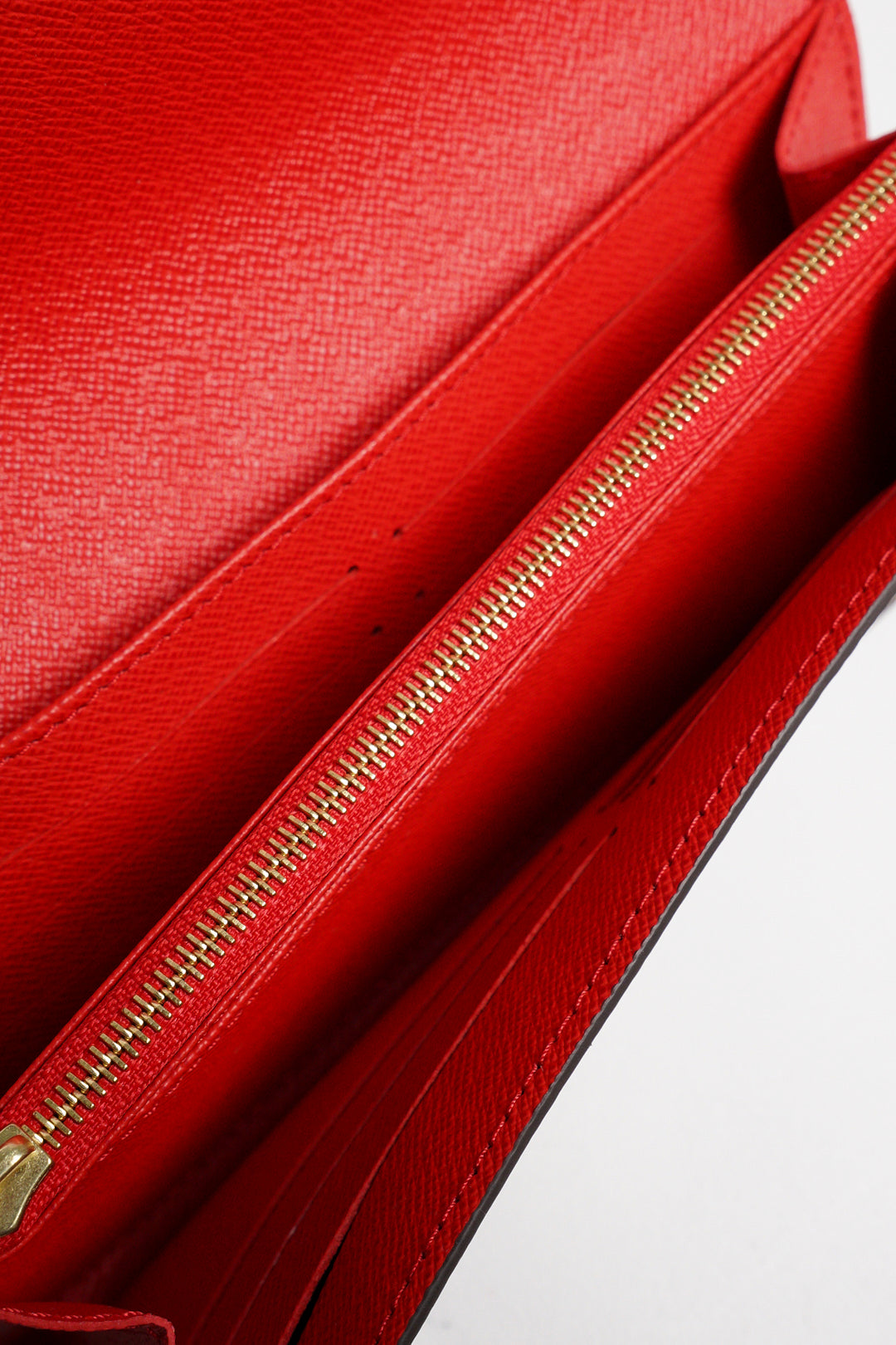 LOUIS VUITTON 老花長夾 Monogram帆布內裡拚色信封式長夾(紅色)