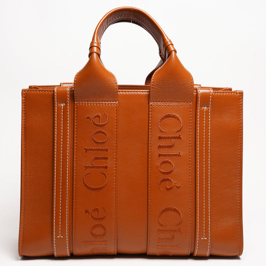 CHLOE 焦糖色牛皮托特包