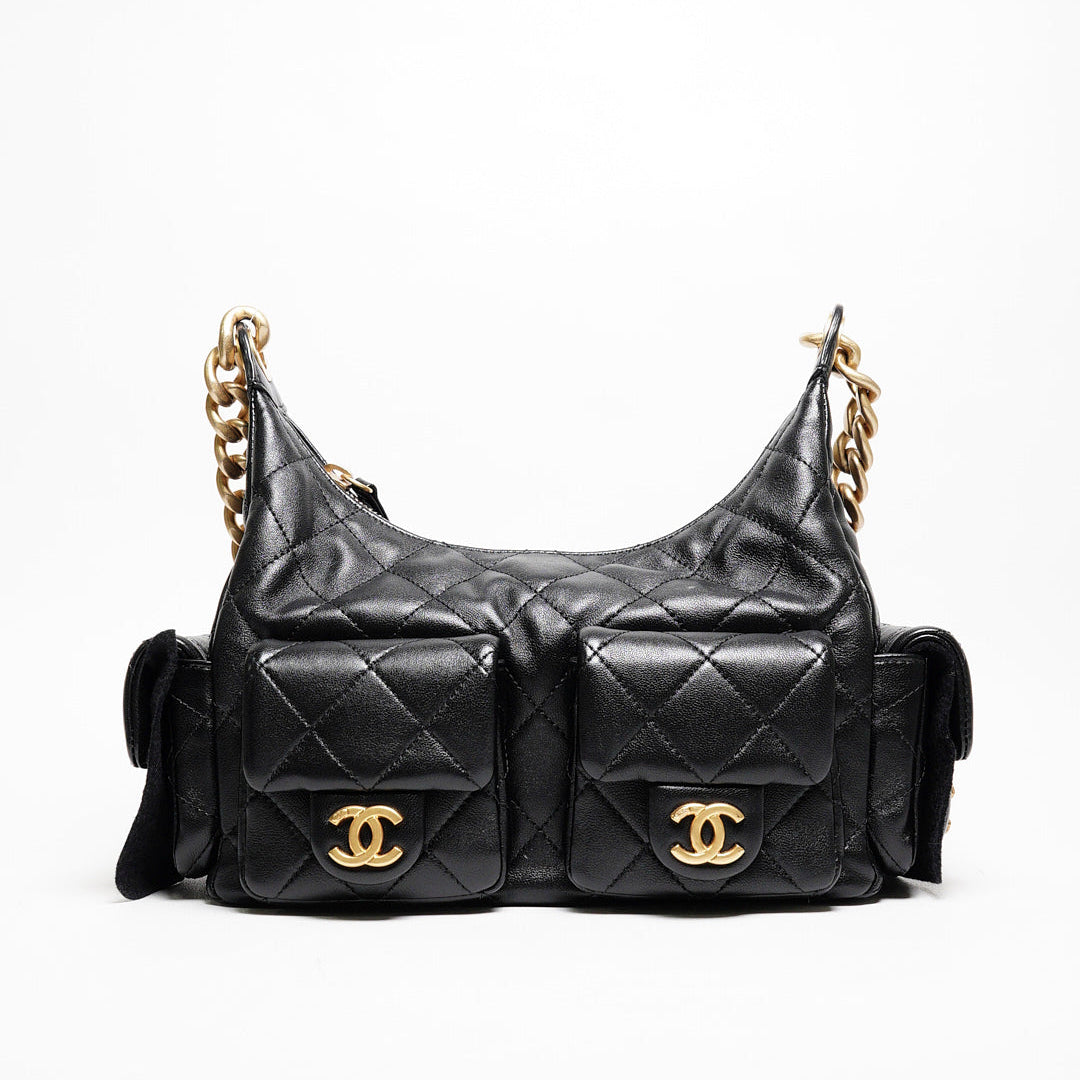 CHANEL 25C Hobo嬉皮包 - 小號黑金