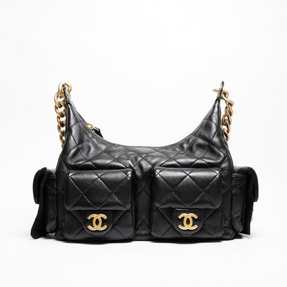 CHANEL 25C Hobo嬉皮包 - 小號黑金