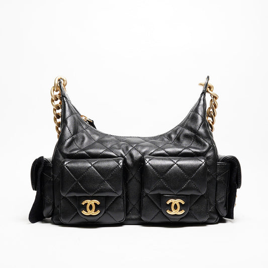 CHANEL 25C Hobo嬉皮包 - 小號黑金