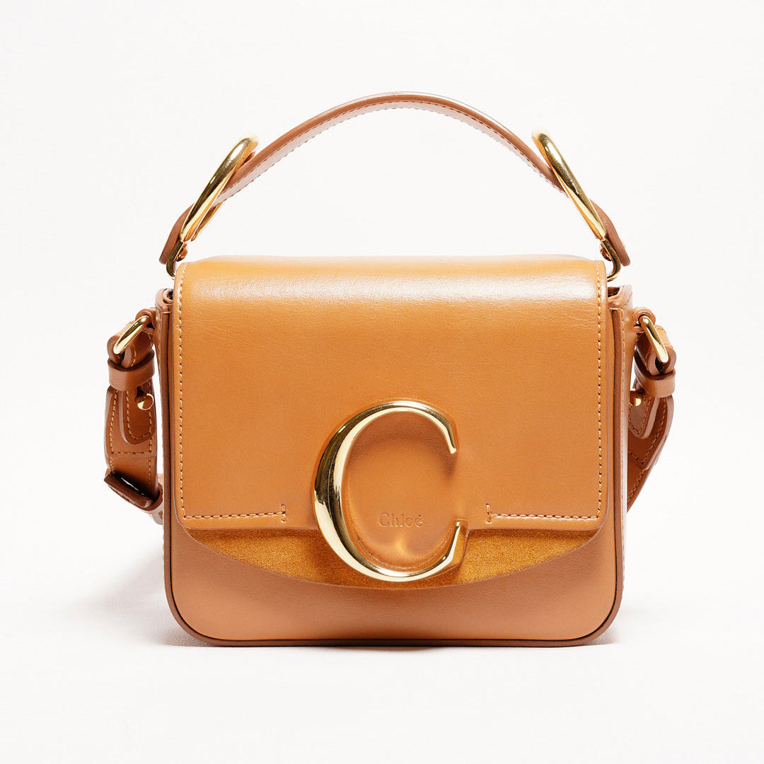 Chloé mini C 小方手提包（焦糖色）
