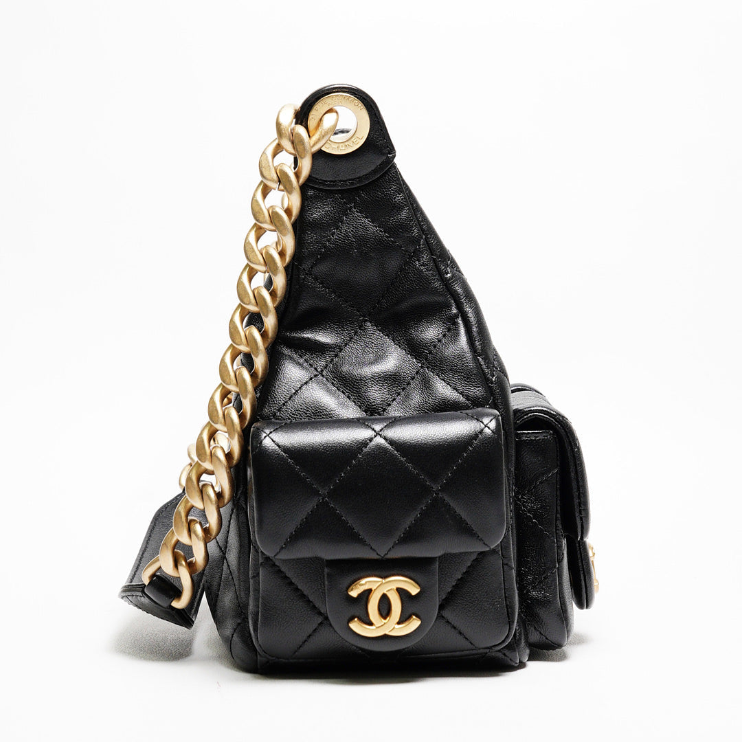 CHANEL 25C Hobo嬉皮包 - 小號黑金