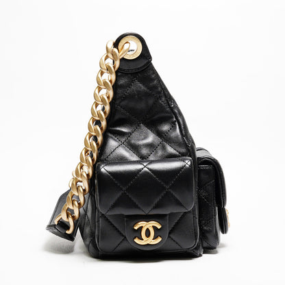CHANEL 25C Hobo嬉皮包 - 小號黑金