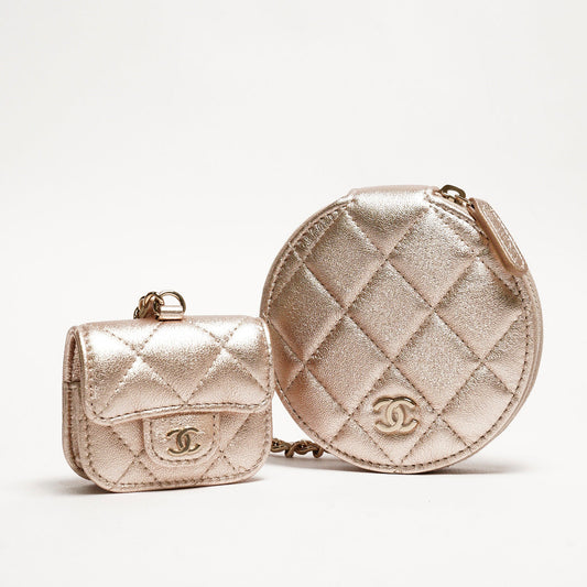 Chanel vip二合一包包 子母掛件腰包（香檳金）