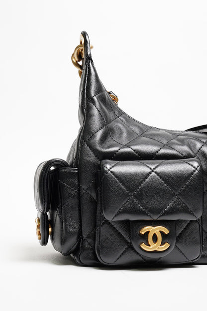 CHANEL 25C Hobo嬉皮包 - 小號黑金