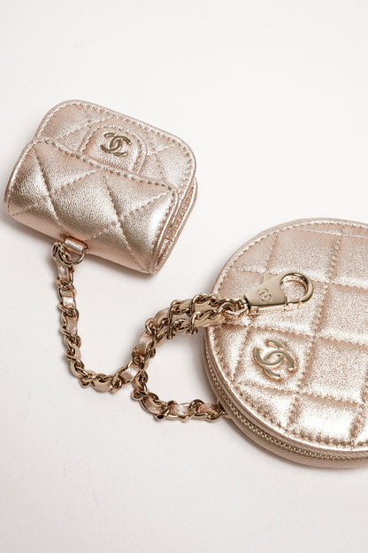 Chanel vip二合一包包 子母掛件腰包（香檳金）