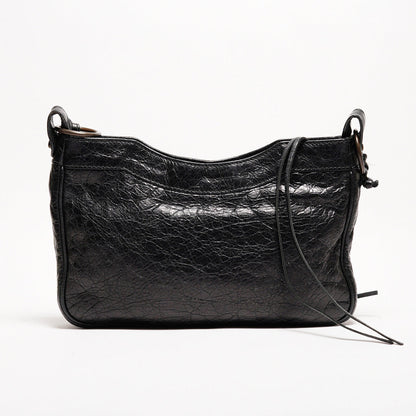 Balenciaga hip復古黑色羊皮斜背包