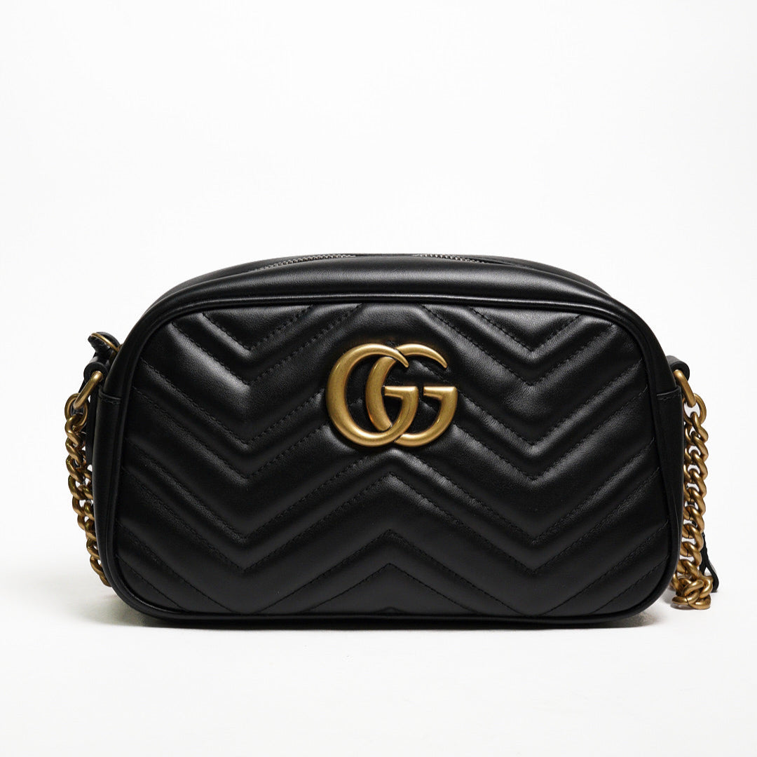 GUCCI Marmont 24相機包 黑金