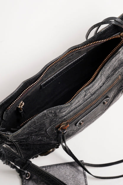 Balenciaga hip復古黑色羊皮斜背包