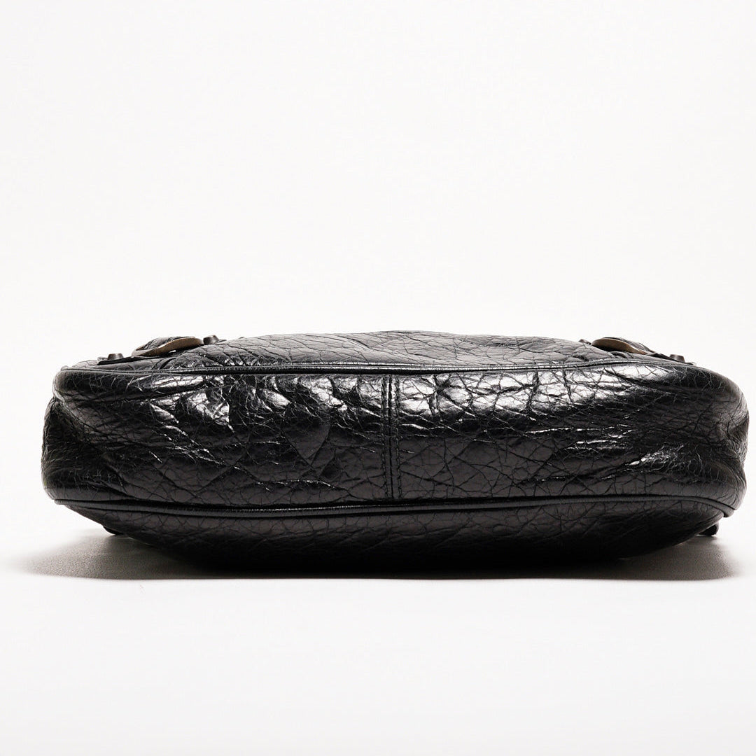 Balenciaga hip復古黑色羊皮斜背包