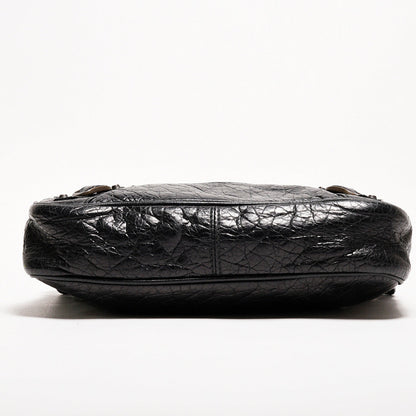 Balenciaga hip復古黑色羊皮斜背包