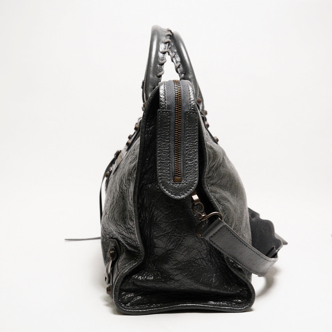 巴黎世家BALENCIAGA S City Edge機車包（水泥灰色）