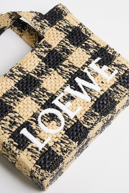 LOEWE 草編籃子 迷你托特包（附背帶）