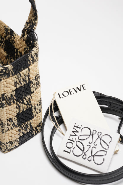 LOEWE 草編籃子 迷你托特包（附背帶）