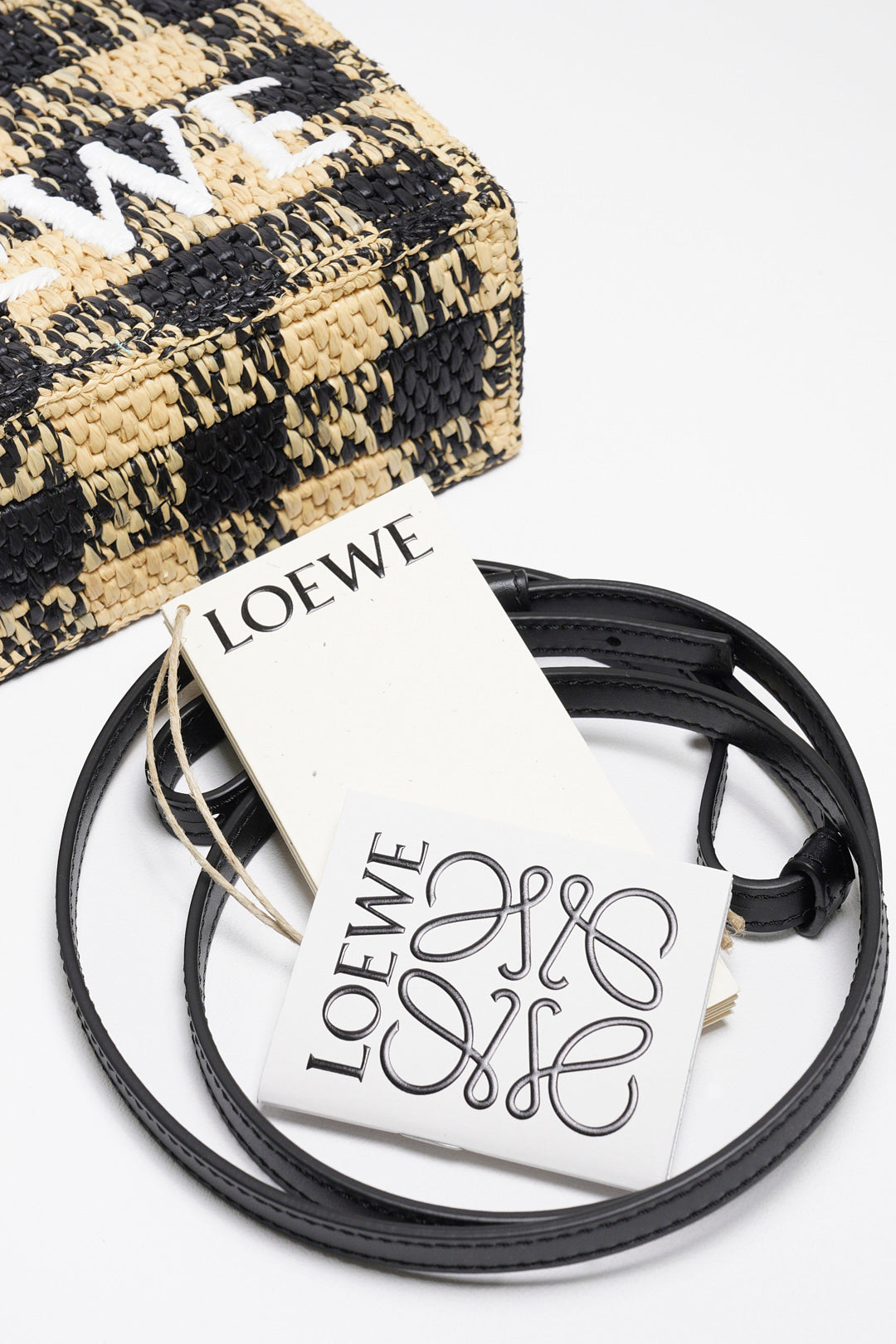 LOEWE 草編籃子 迷你托特包（附背帶）