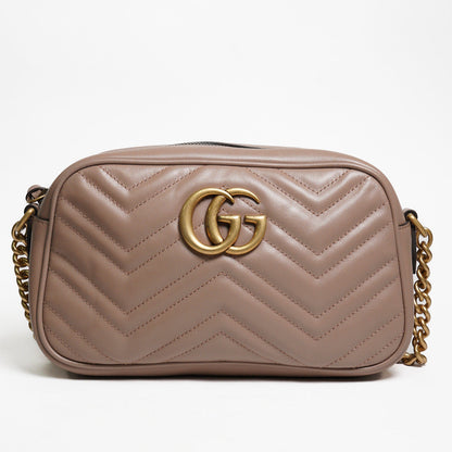 Gucci藕粉色gg logo相機包