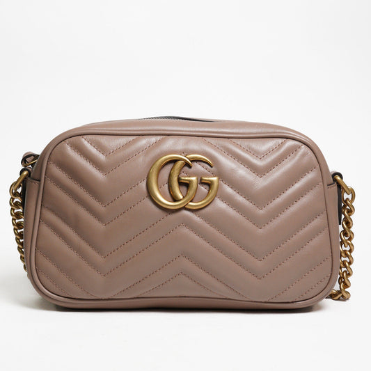 Gucci藕粉色gg logo相機包