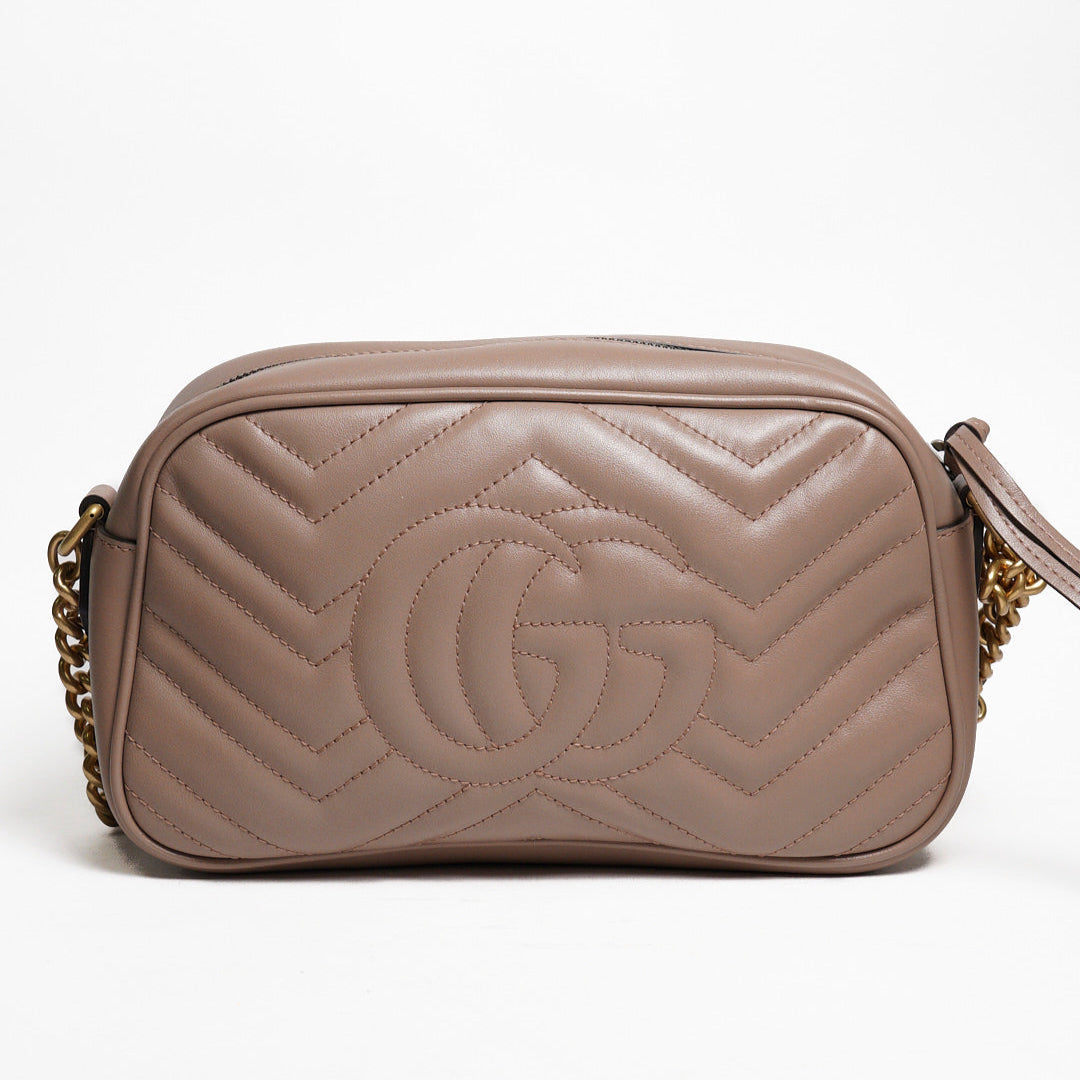 Gucci藕粉色gg logo相機包