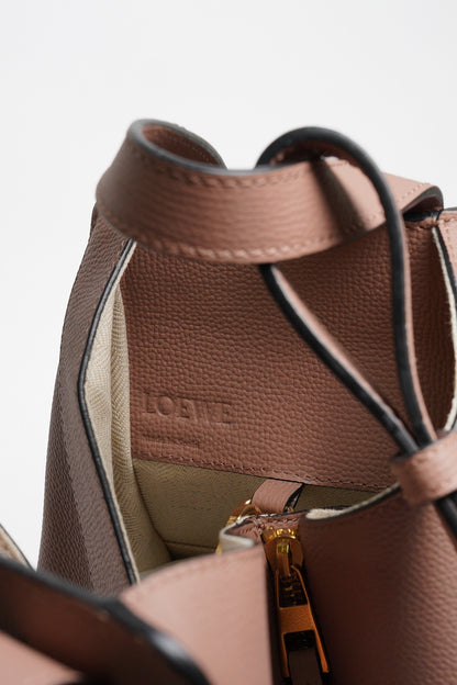 LOEWE Hammock Small 雙色粒面小牛皮拉鍊側邊手提 肩背二用包 (玫瑰粉)