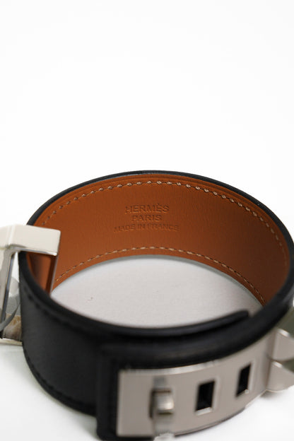 Hermes 愛馬仕EPSOM皮 鉚釘銀釦CDC手環-黑色