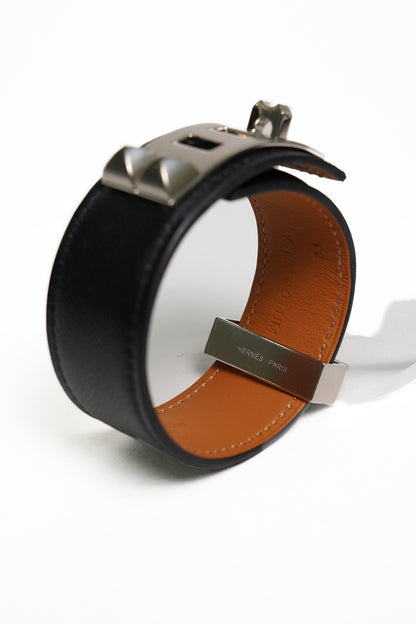 Hermes 愛馬仕EPSOM皮 鉚釘銀釦CDC手環-黑色