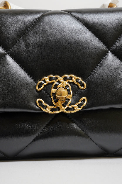 CHANEL 19 Bag 菱格紋羊皮手提肩背包 26 - 黑金