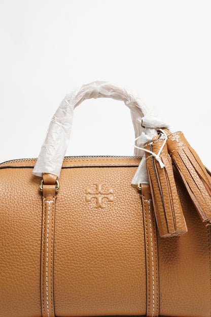 TORY BURCH THEA 荔枝紋手提/斜背二用波士頓包 棕色